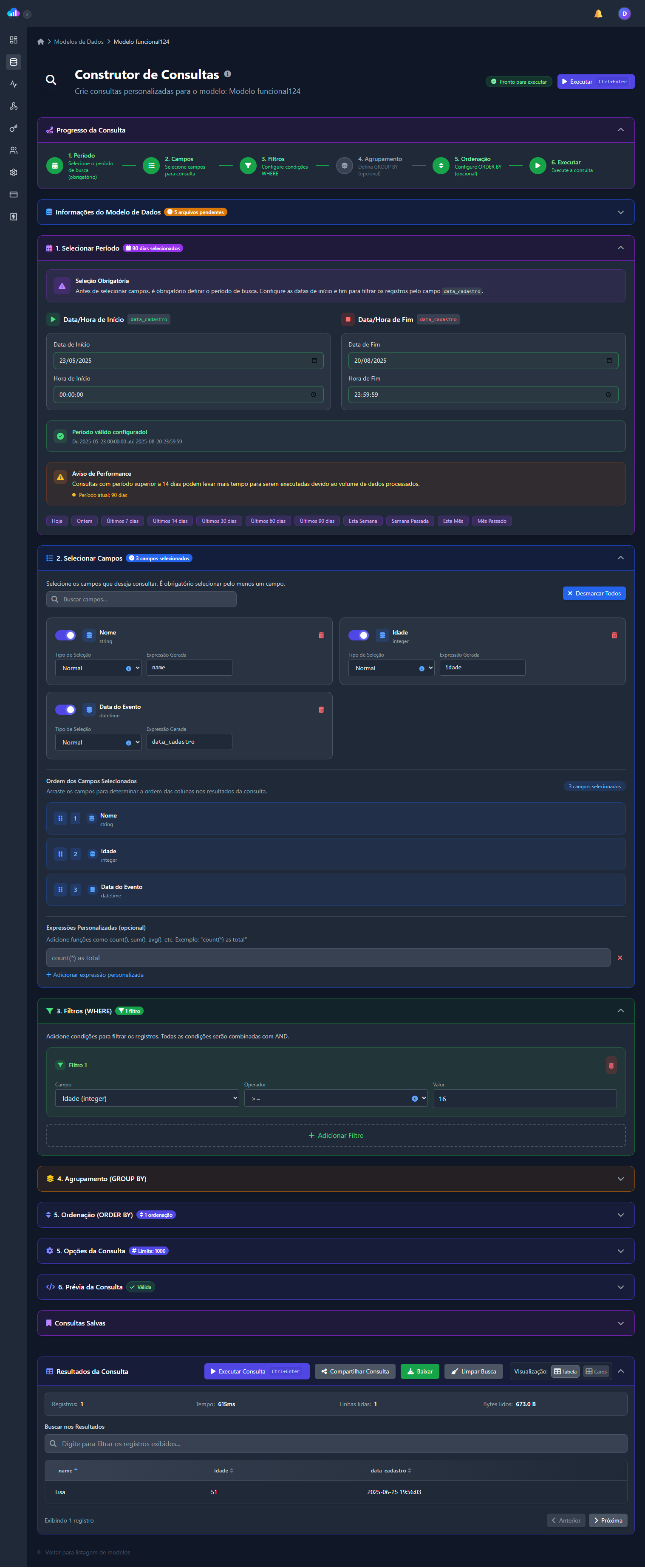 Interface do DataSnap para gerenciamento de dados na Oracle Cloud