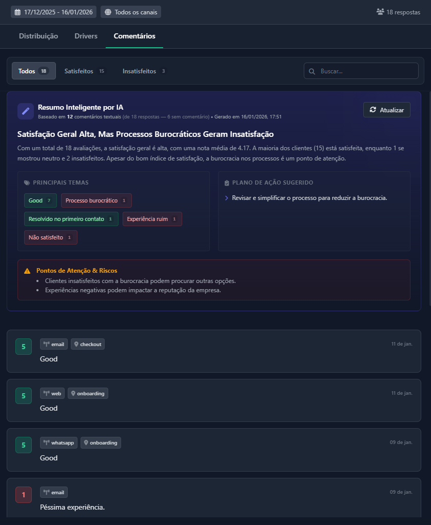 CSAT — Aba Comentários